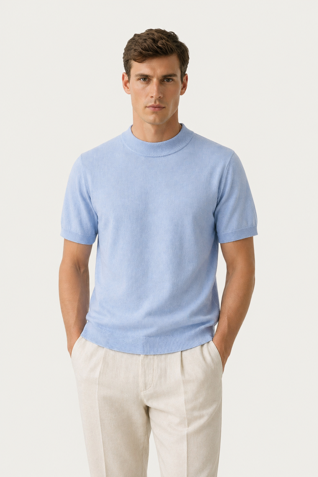 Azure Strick-T-Shirt Hellblau