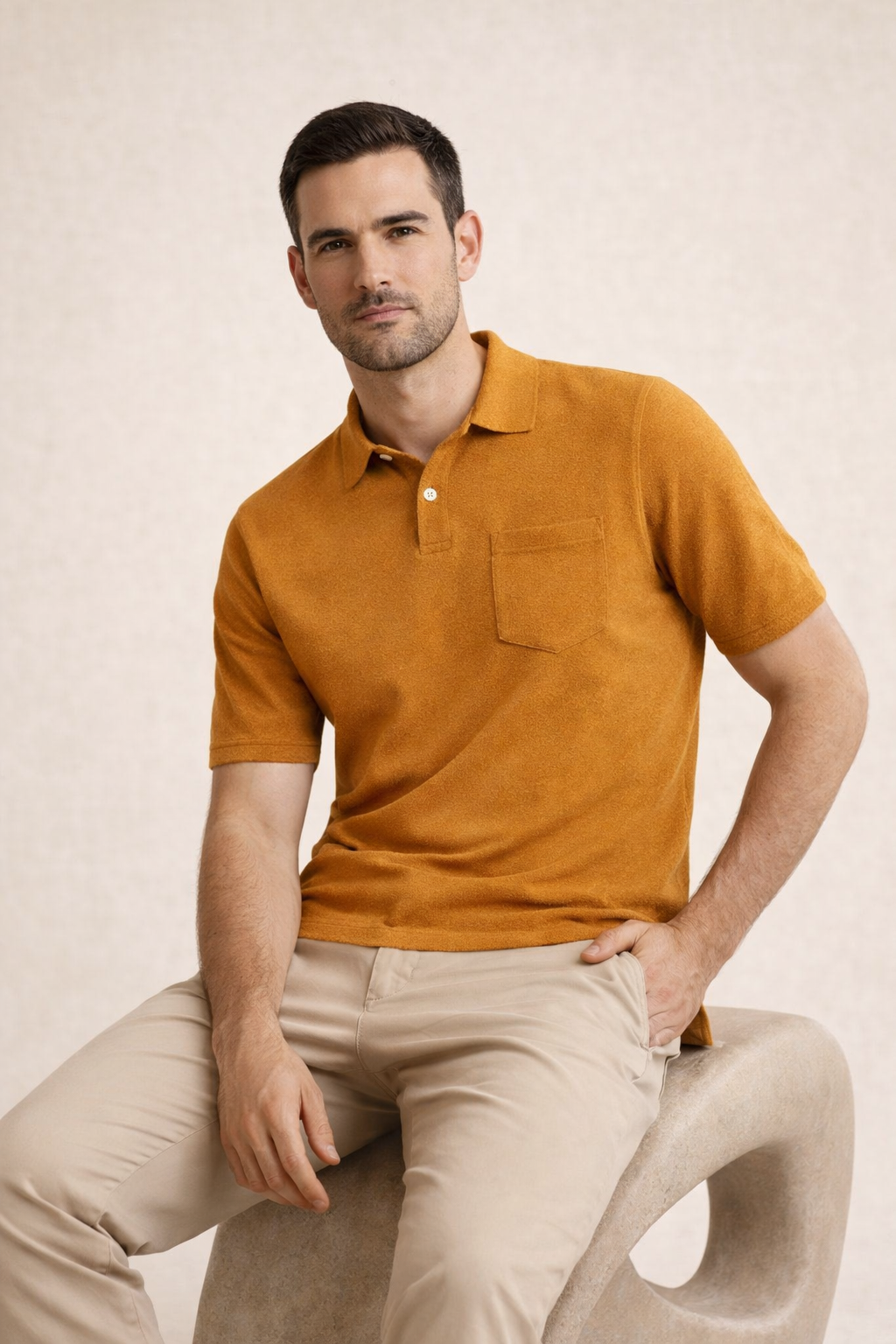 Riviera Frottee-Polo Ocker