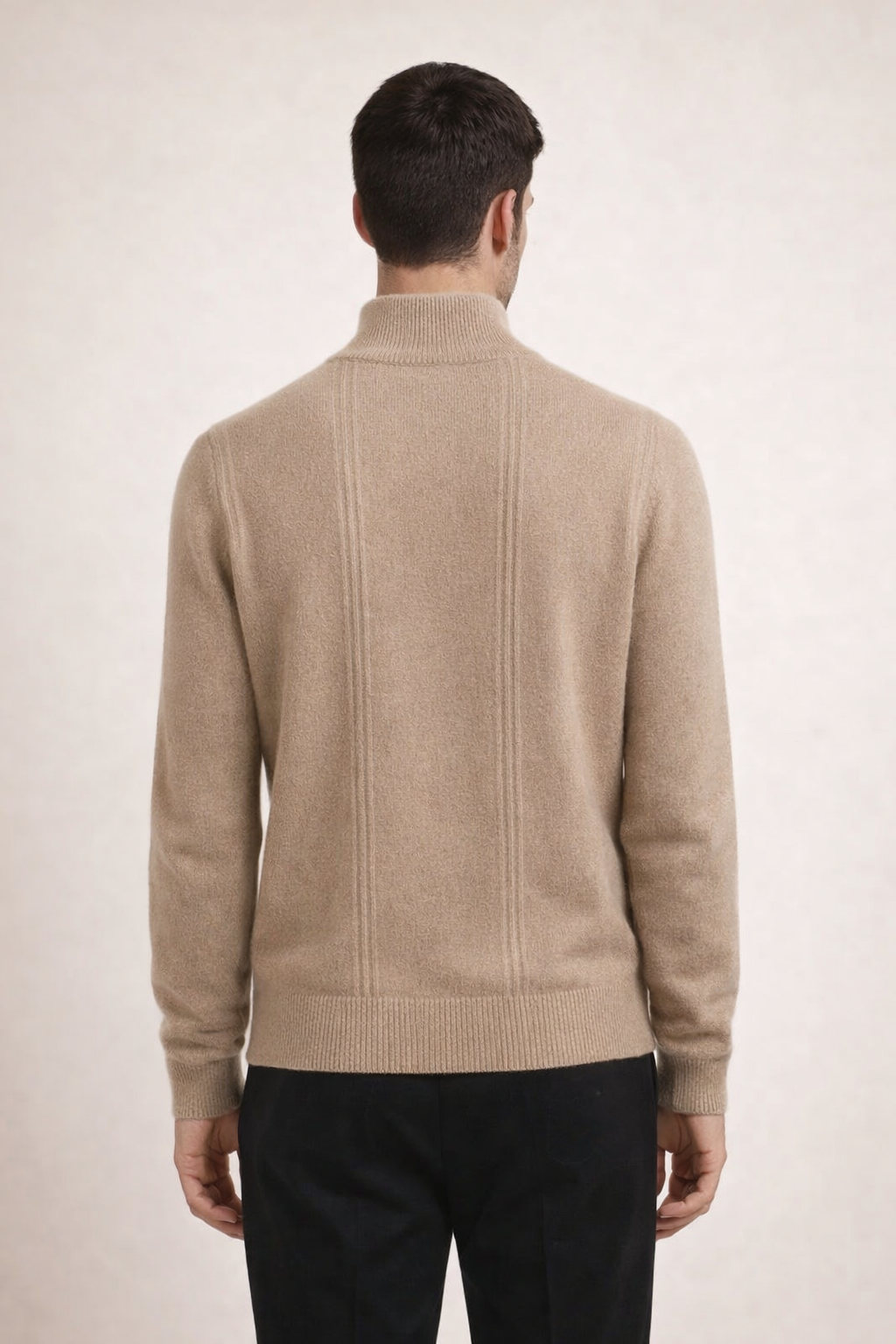 Gerippter Quarter-Zip Sand