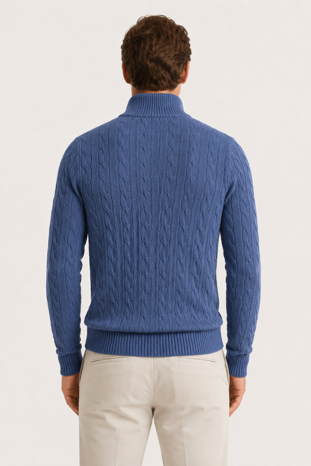 Klassischer Kabelstrick-Troyer Denim Blue