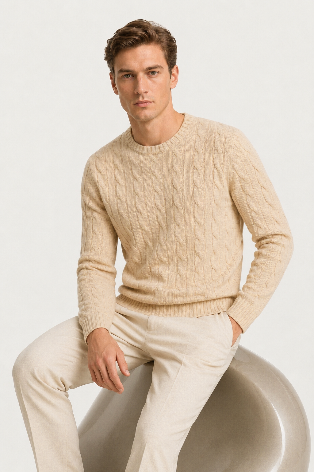 Handwerklicher Zopfstrick Beige