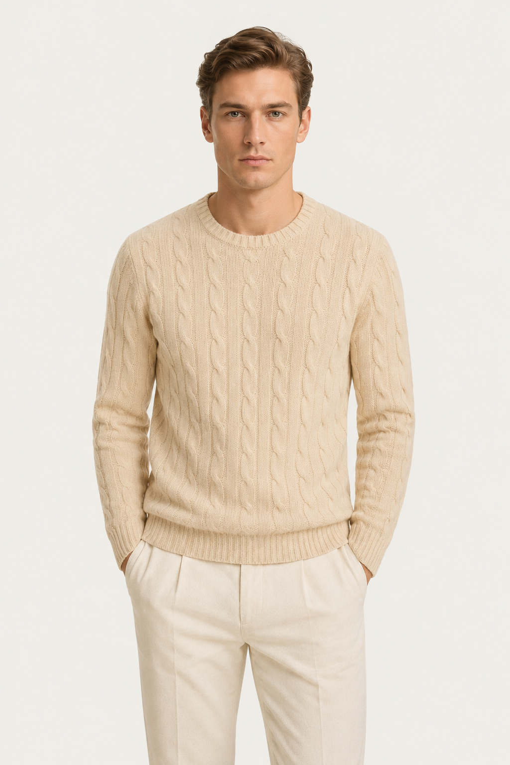 Handwerklicher Zopfstrick Beige