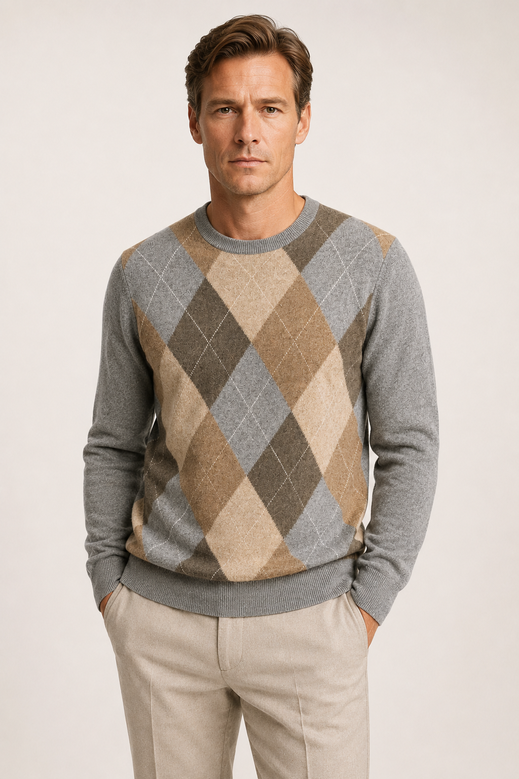 Aelio Argyle Cashmere Crewneck
