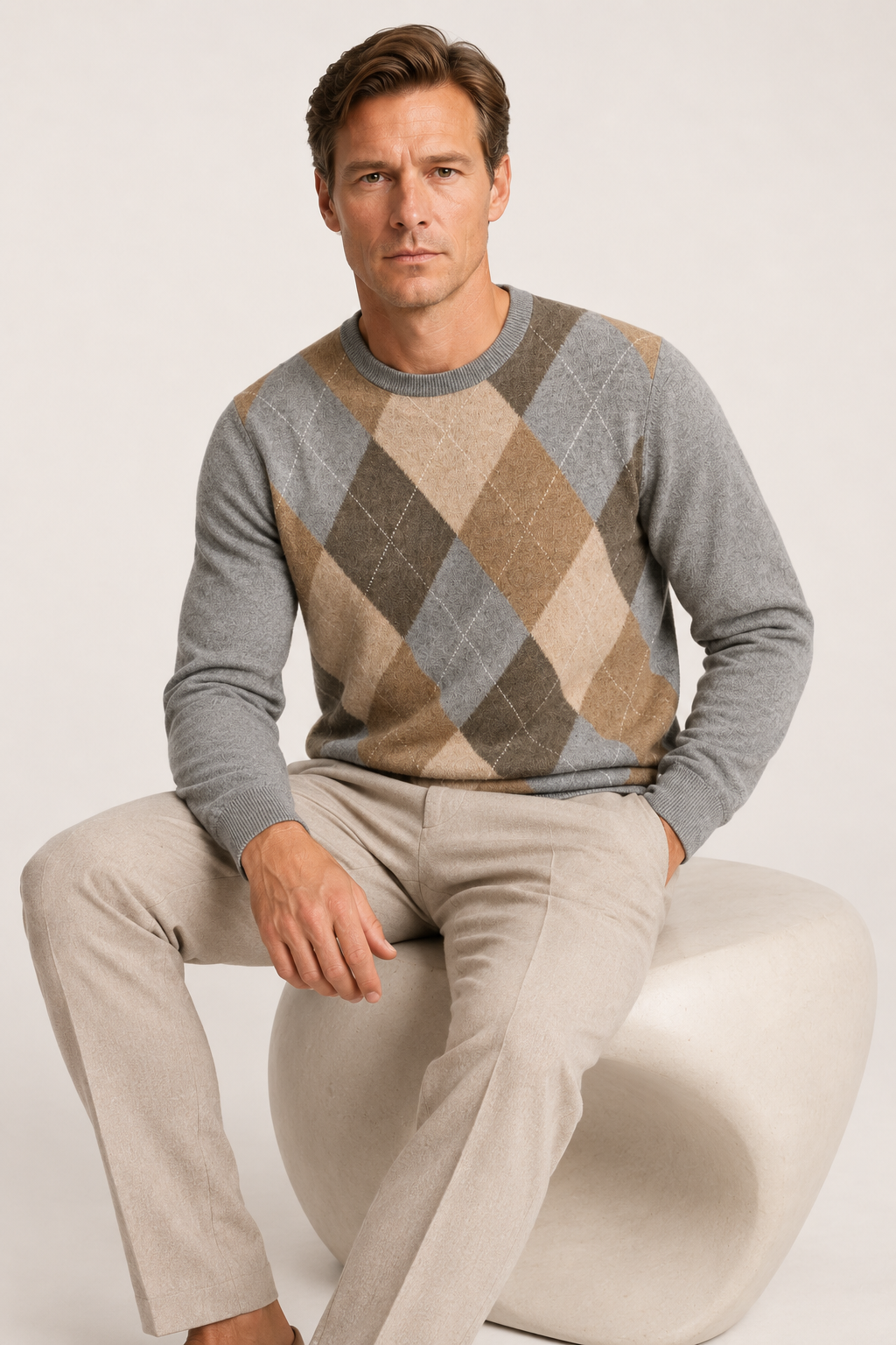Aelio Argyle Cashmere Crewneck