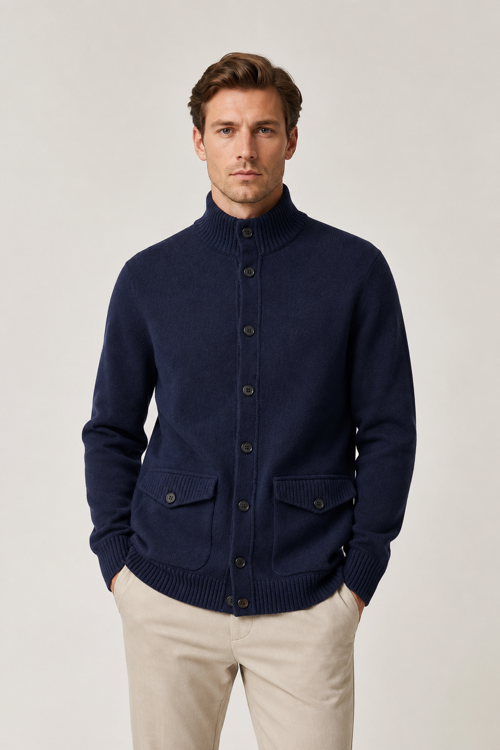 Strickjacke mit Knöpfen, Marineblau
