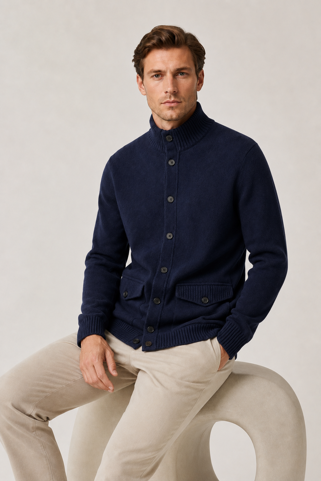 Strickjacke mit Knöpfen, Marineblau
