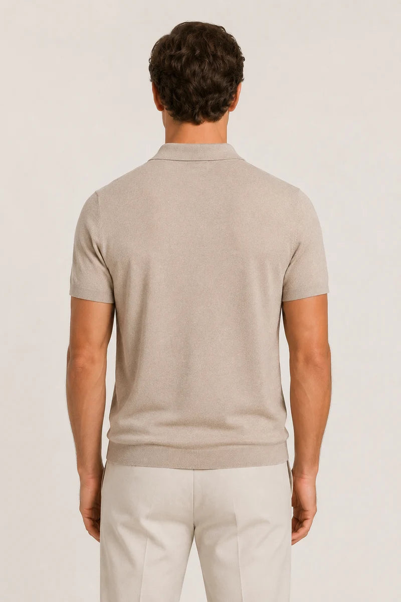 Classic Buttonless Polo – Taupe