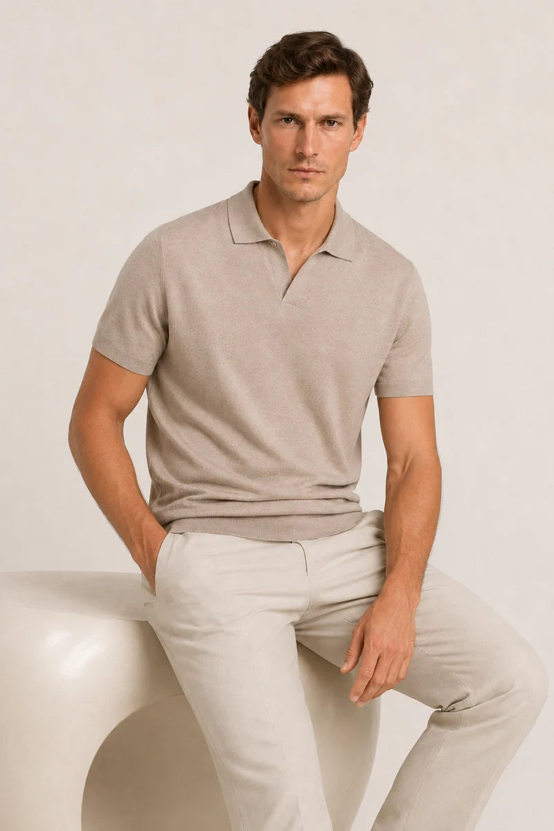 Classic Buttonless Polo – Taupe