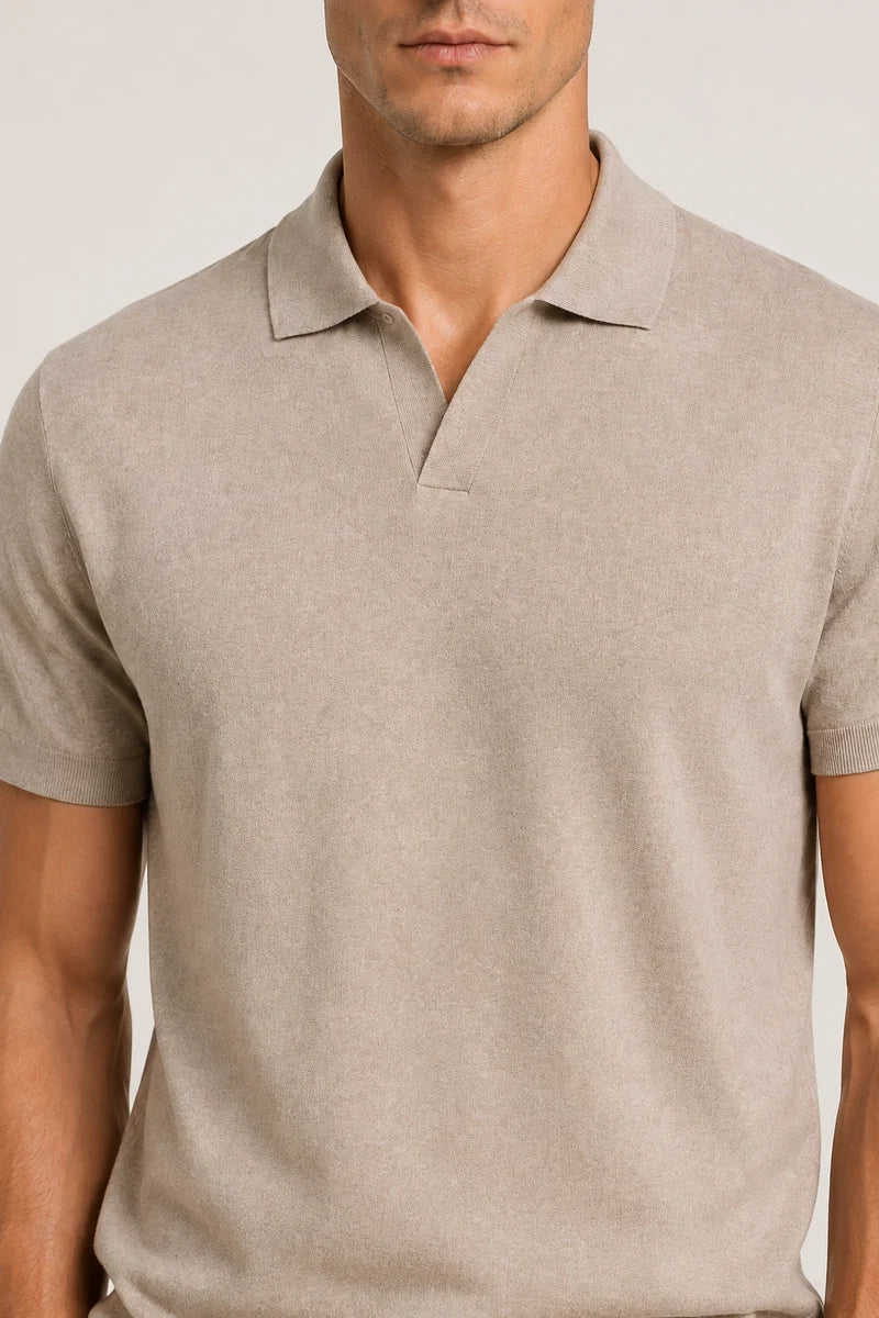 Classic Buttonless Polo – Taupe