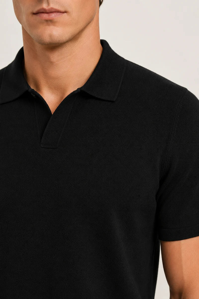 Classic Buttonless Polo – Black
