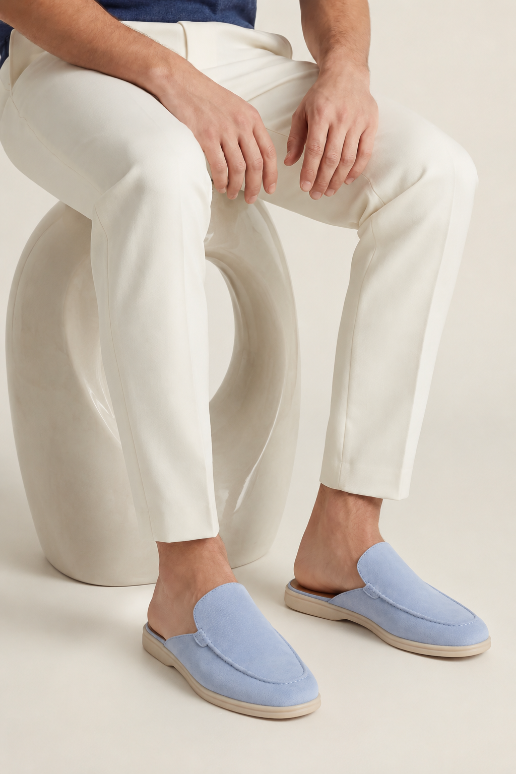 Ancestral Suede Pantolette Hellblau