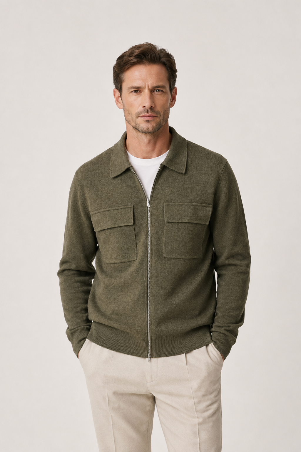 Venturi Merino Cardigan Army Green
