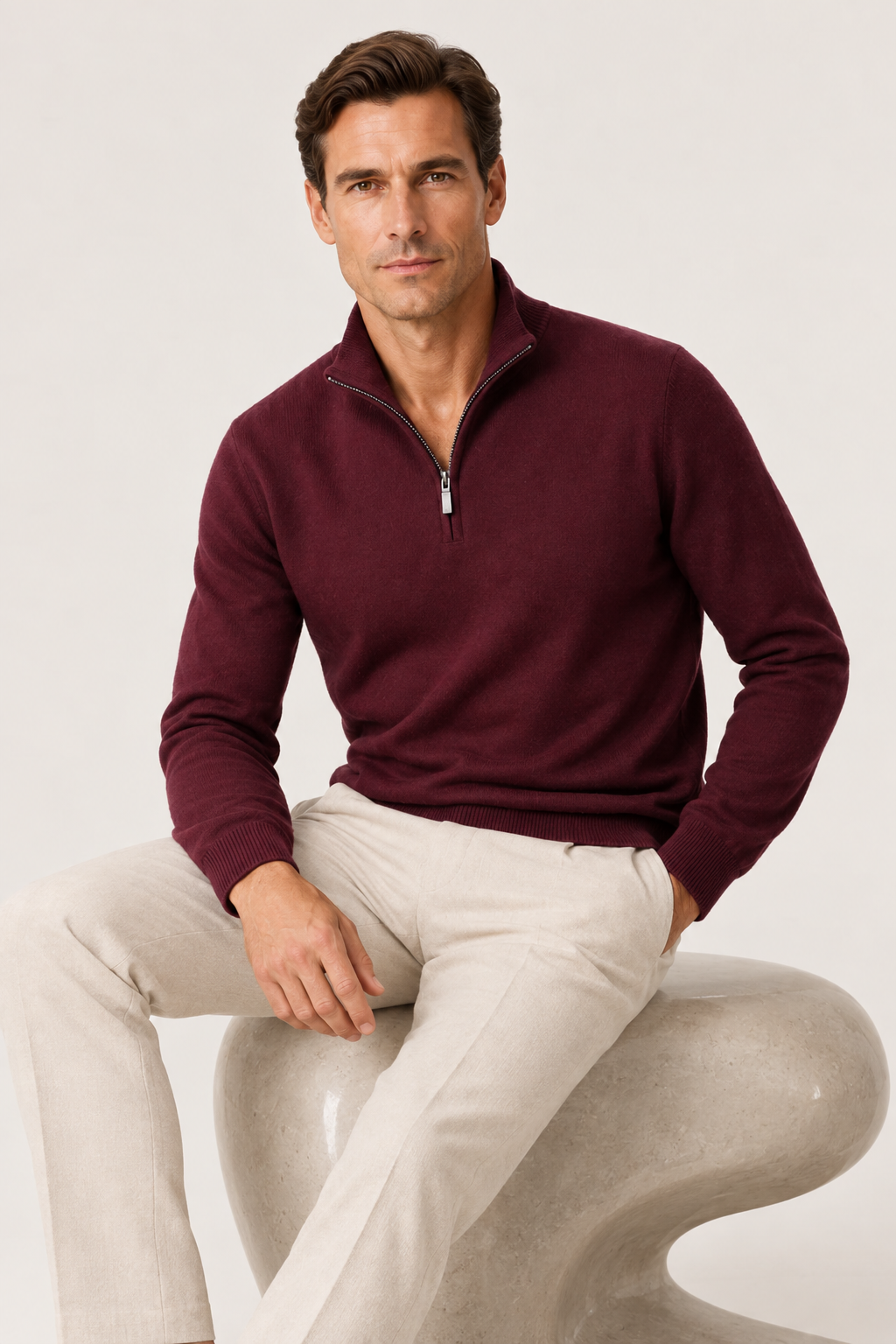 Seravio Quarter-Zip Wine Red