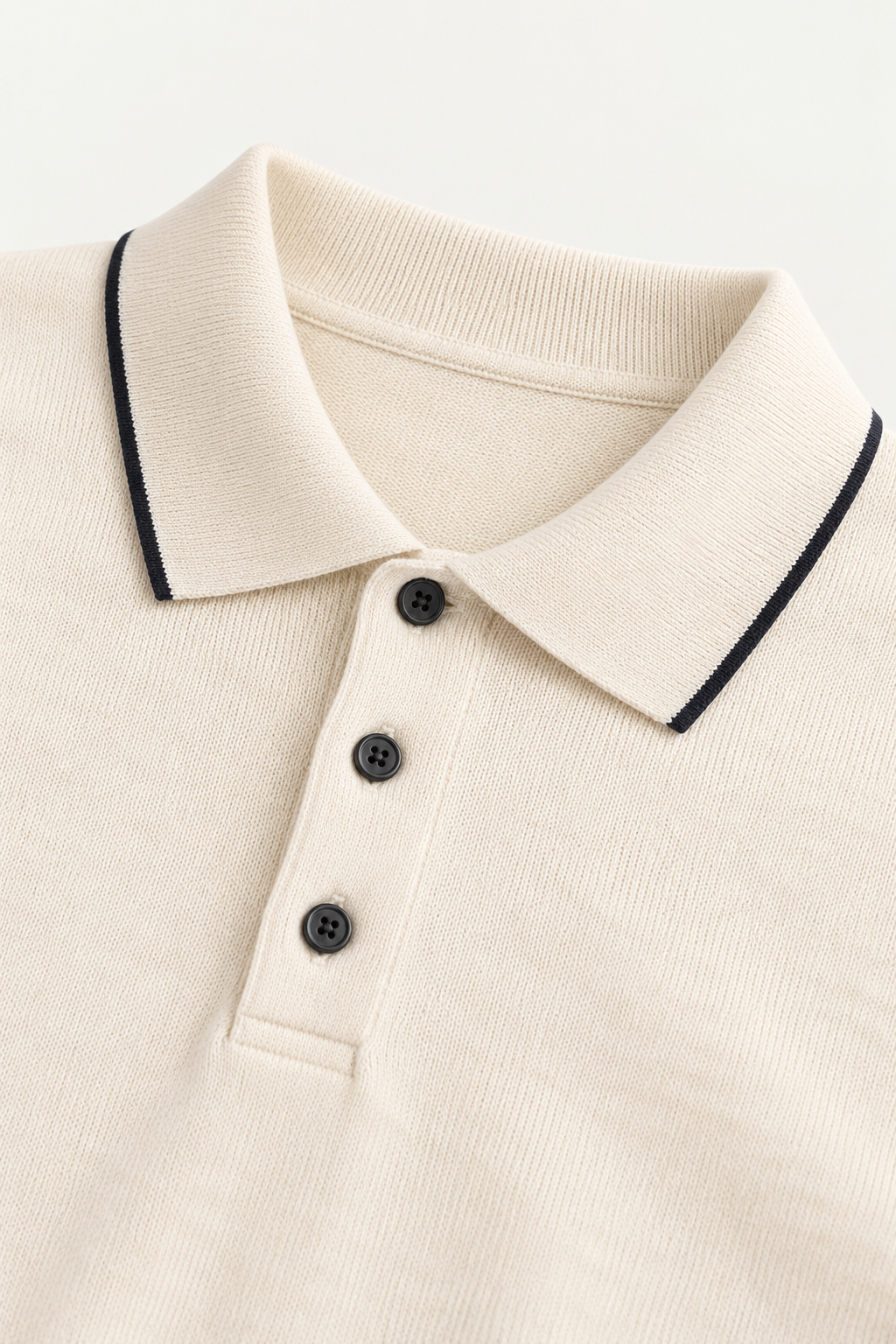 Fine Striped Knit Polo White