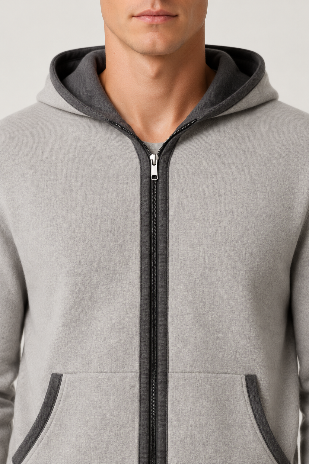 Hooded Cardigan Grey / Light Grey