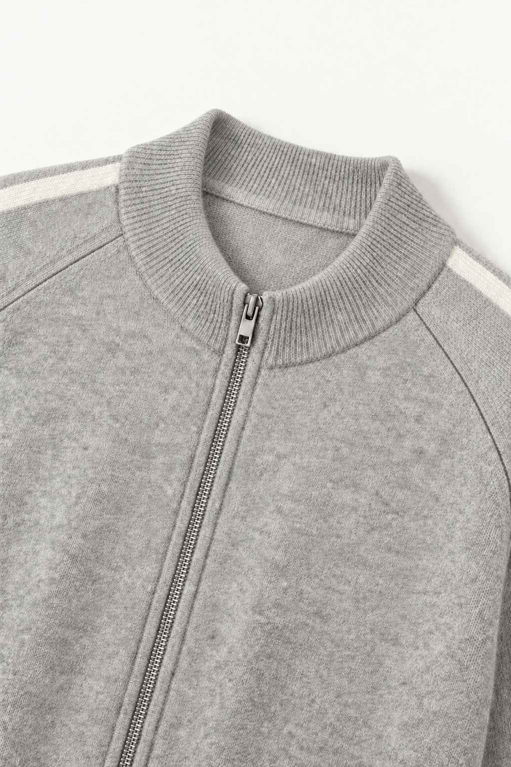 Rib Collar Zip Knit Light Gray