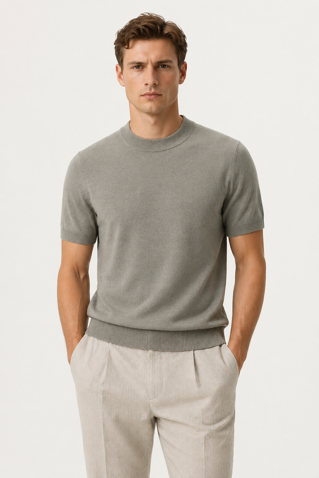 Azure Strick-T-Shirt Steingrün