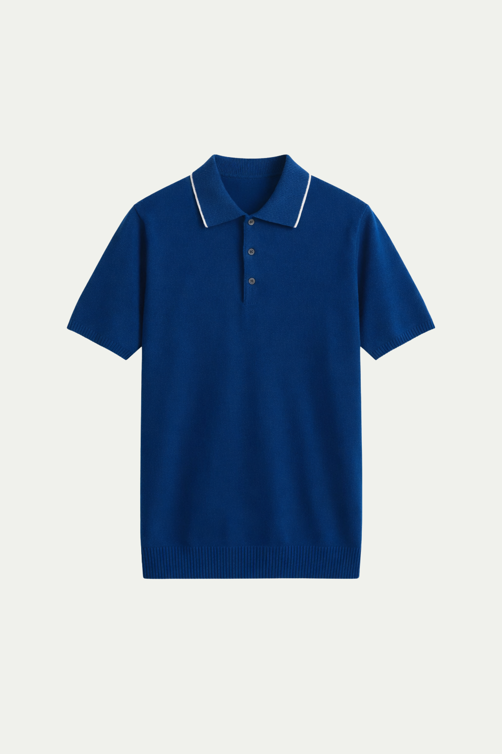 Feines gestreiftes Strickpolo Dunkelblau