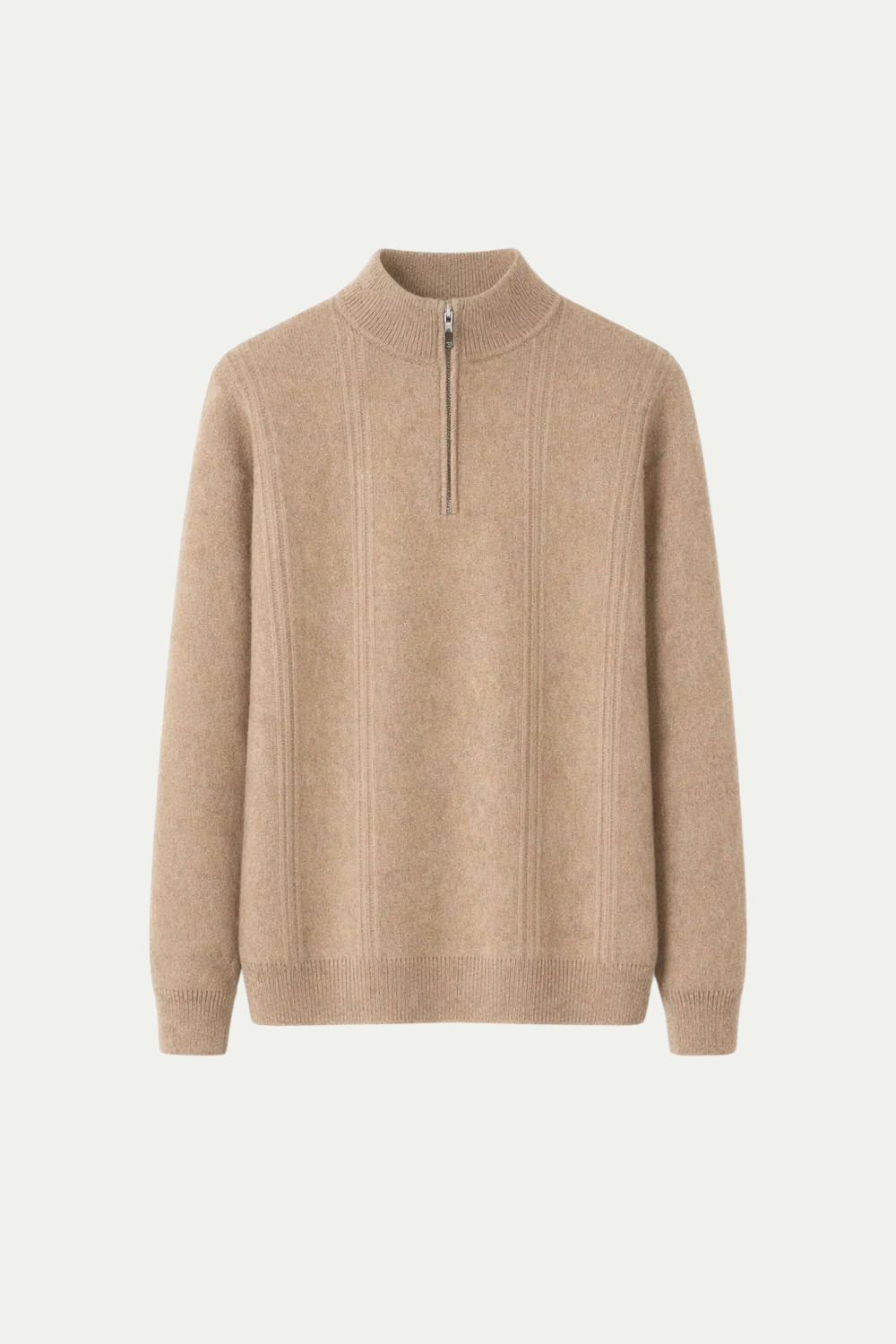 Gerippter Quarter-Zip Sand
