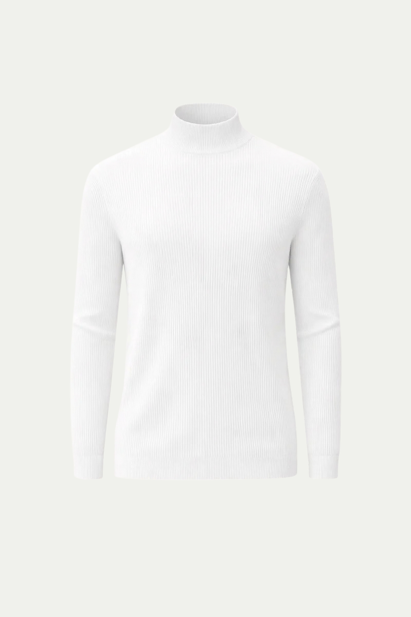 Gerippter Rollkragenpullover Weiß