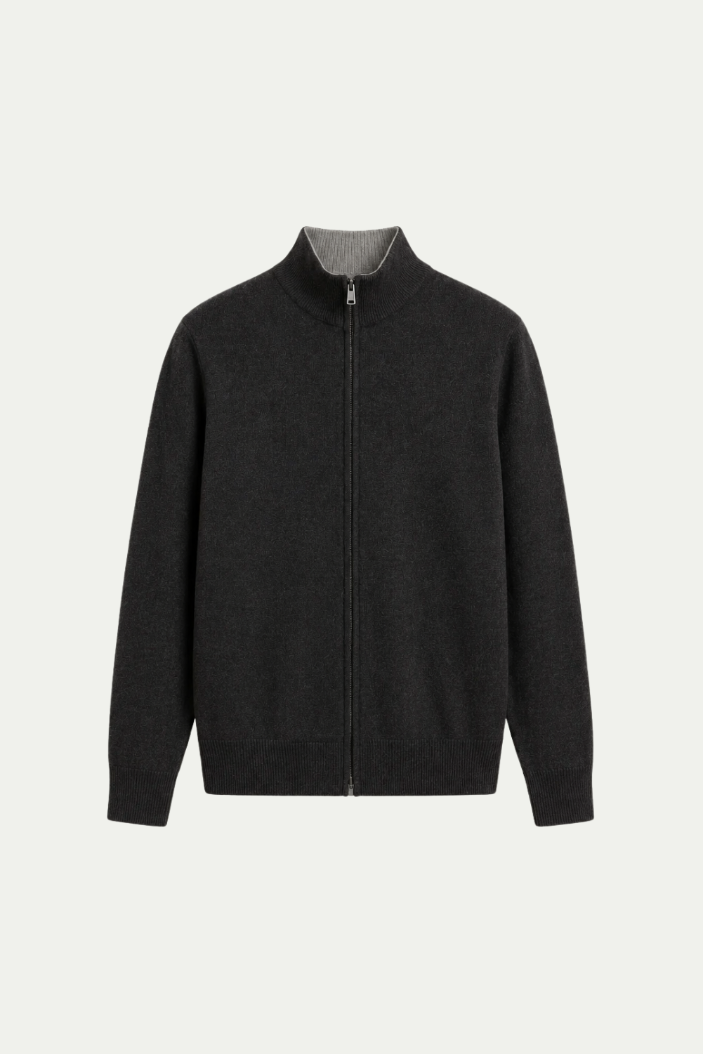 Wende-Strickjacke mit Reißverschluss, Schwarz & Grau