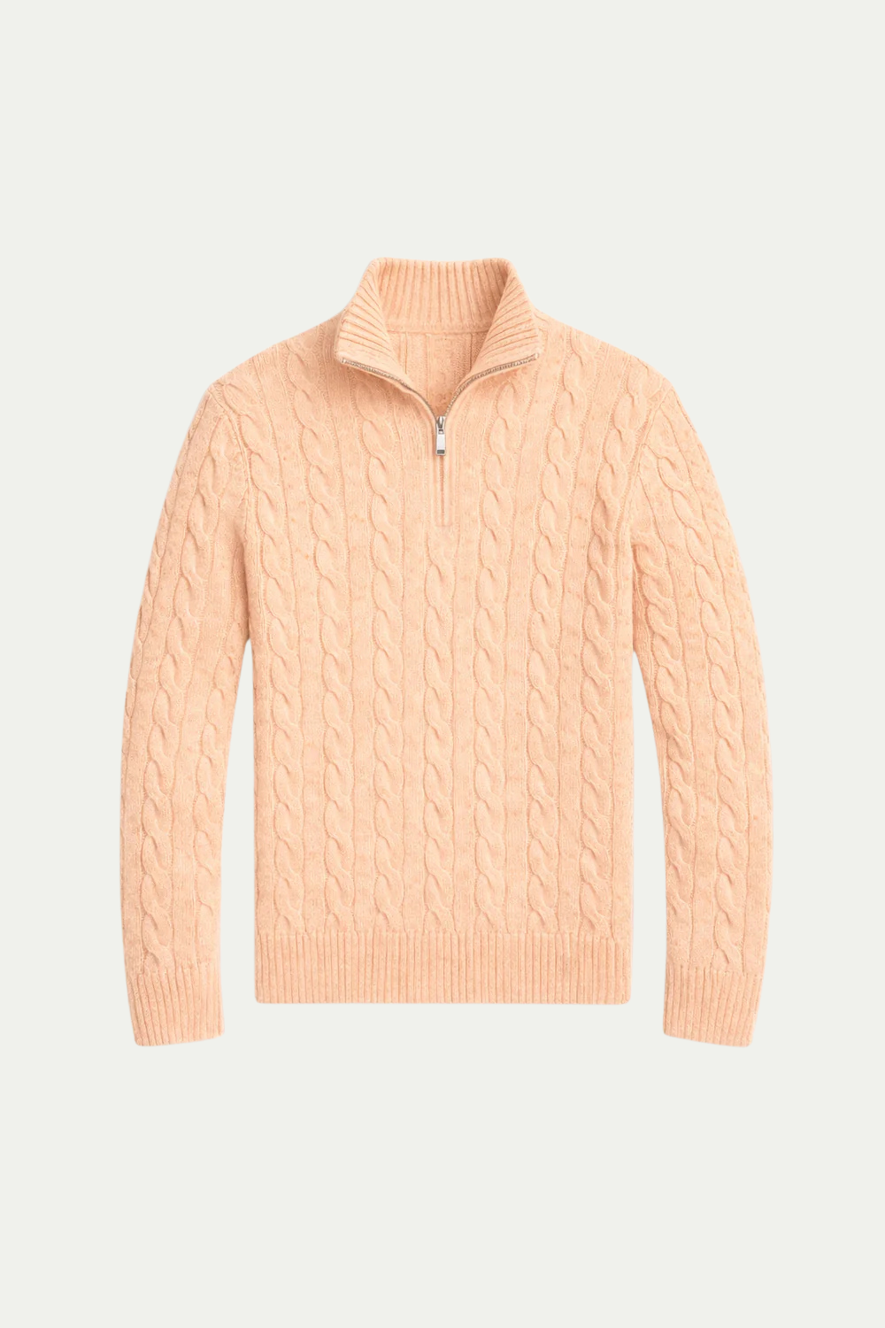 Classic Cable Quarter Zip Aprikot