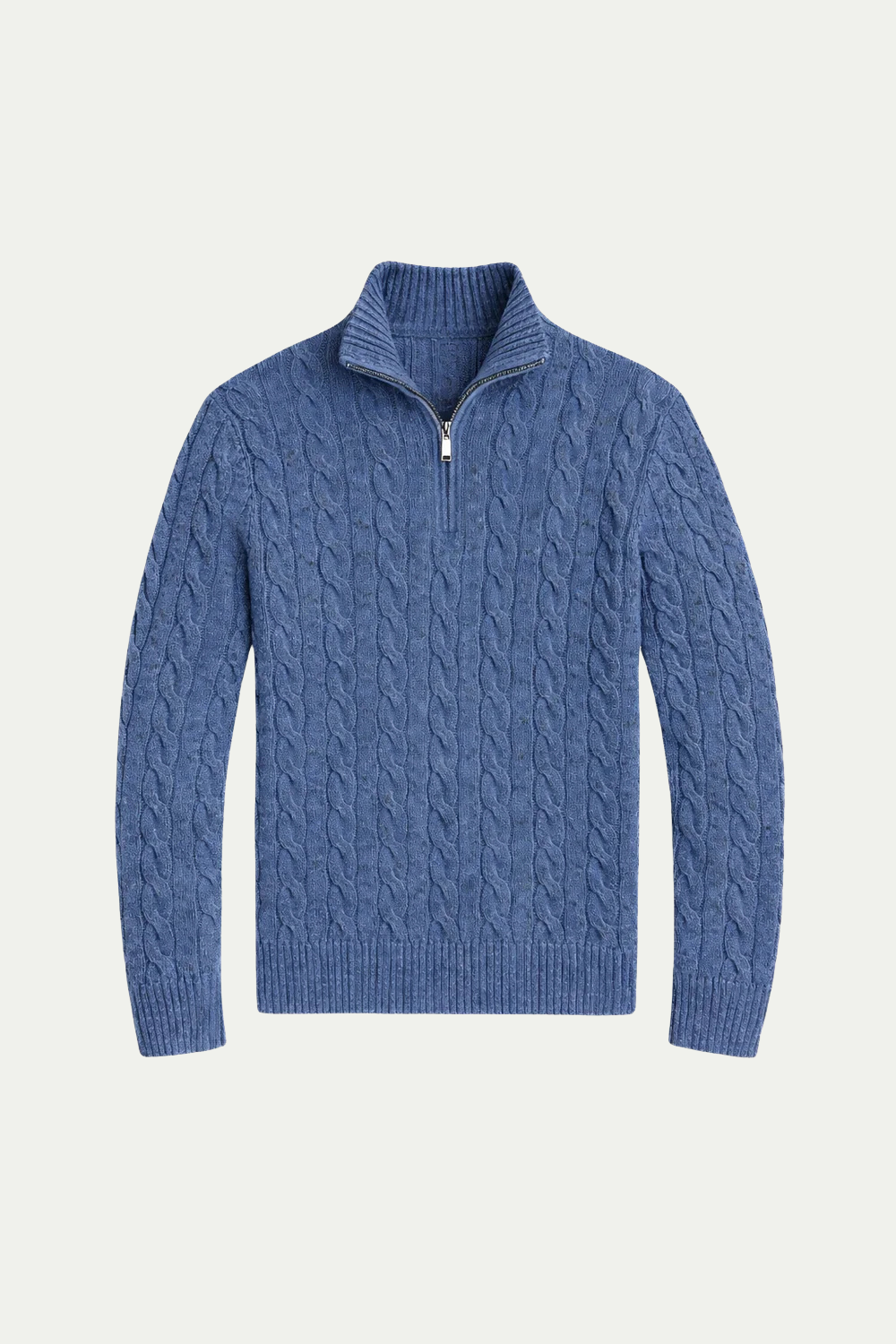 Klassischer Kabelstrick-Troyer Denim Blue