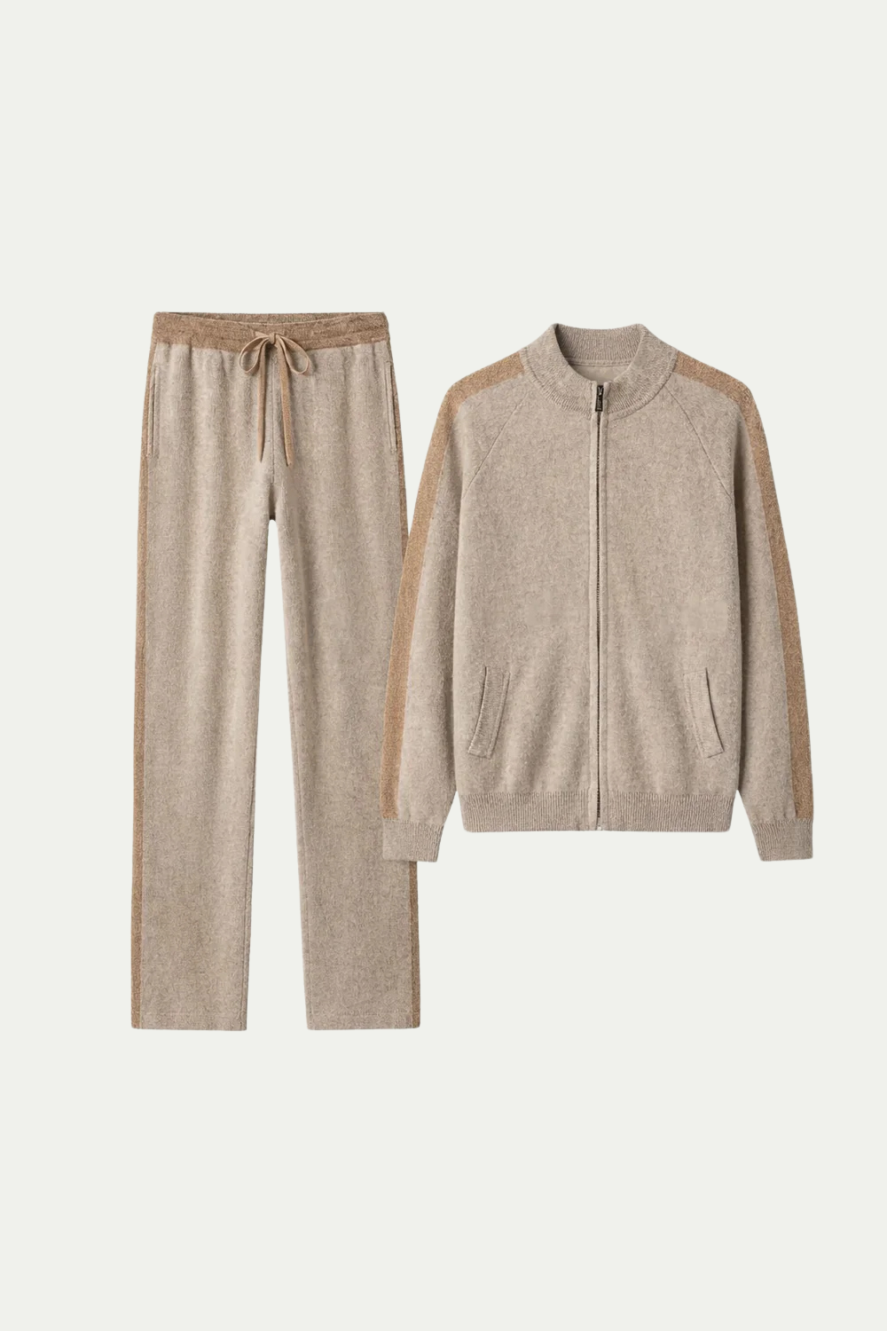 Zweifarbiger Strick-Set Beige