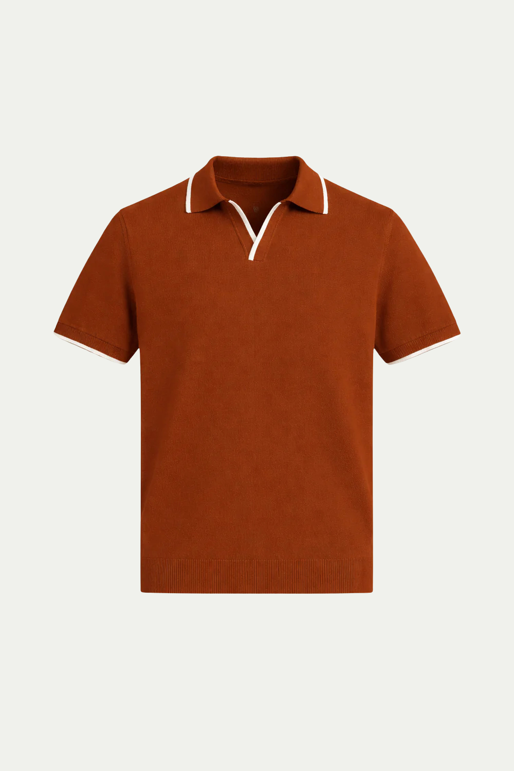 Gestreiftes Poloshirt ohne Knöpfe Terrakotta
