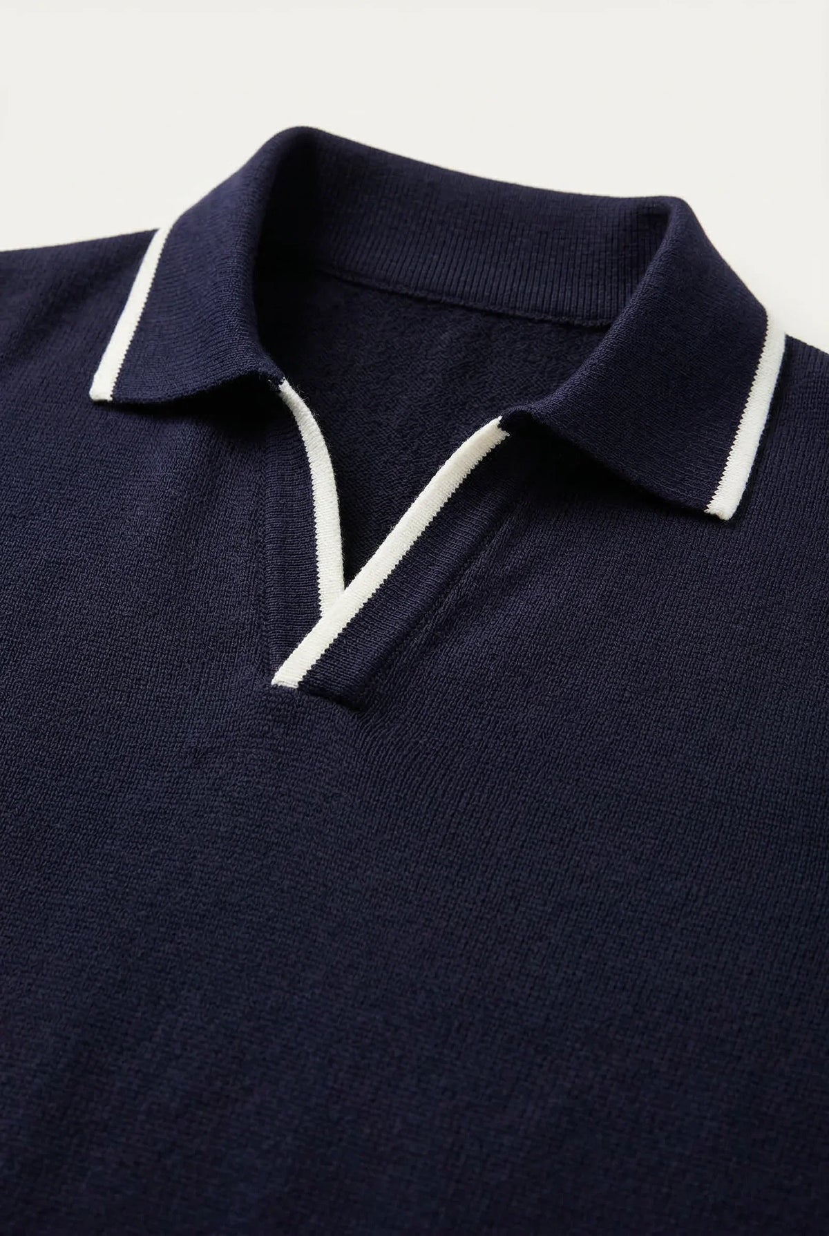 Buttonless Striped Polo Navy