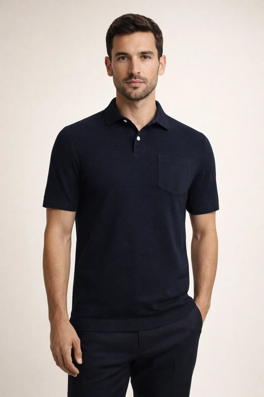 Riviera Frottee-Polo Marineblau