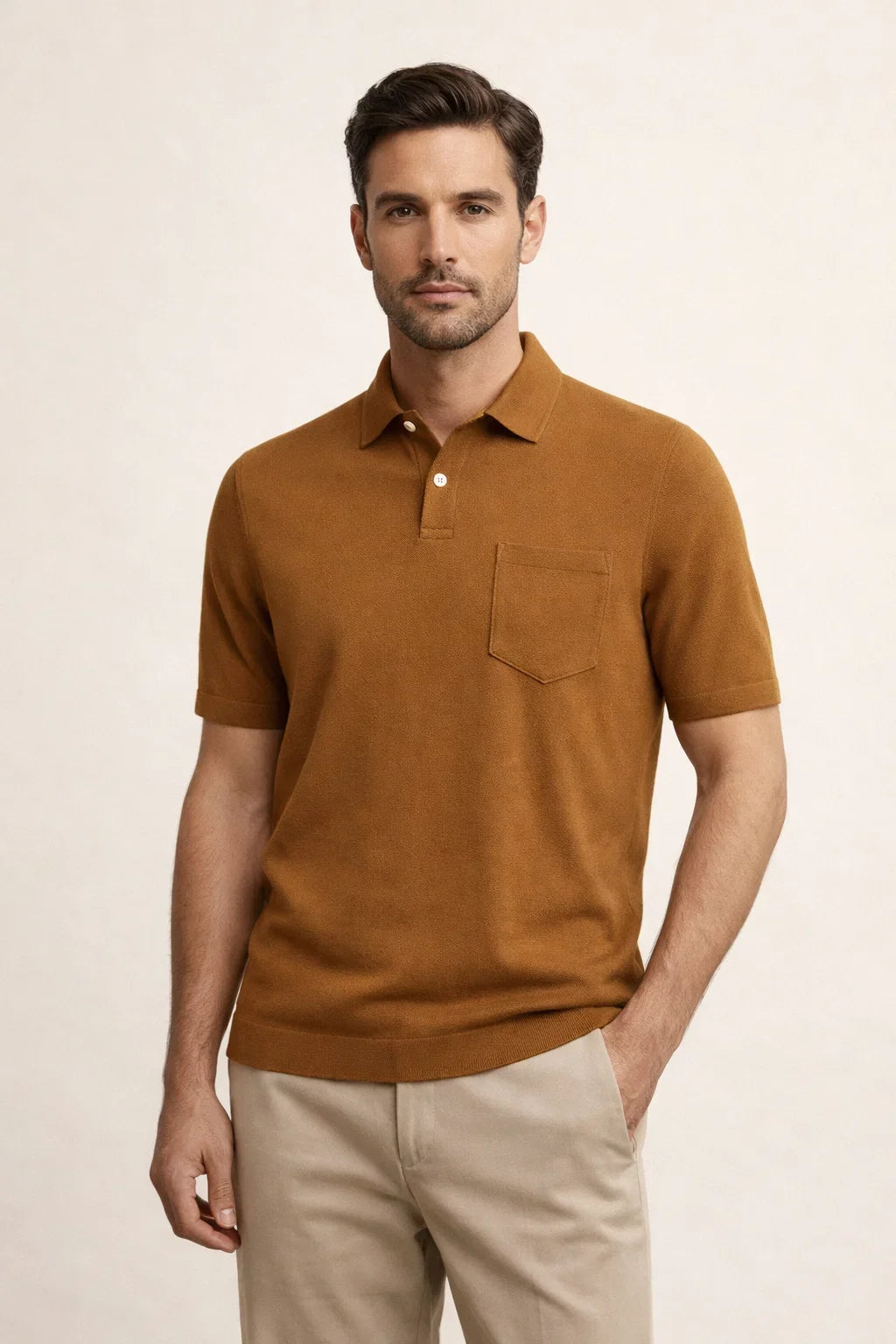 Riviera Frottee-Polo Haselnuss