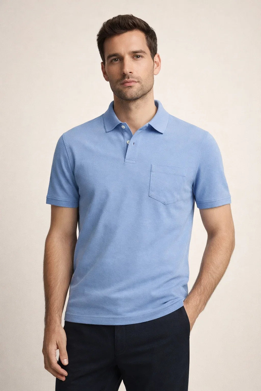 Riviera Frottee-Polo Hellblau