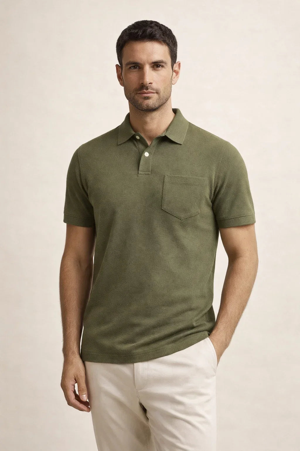 Riviera Frottee-Polo Olive
