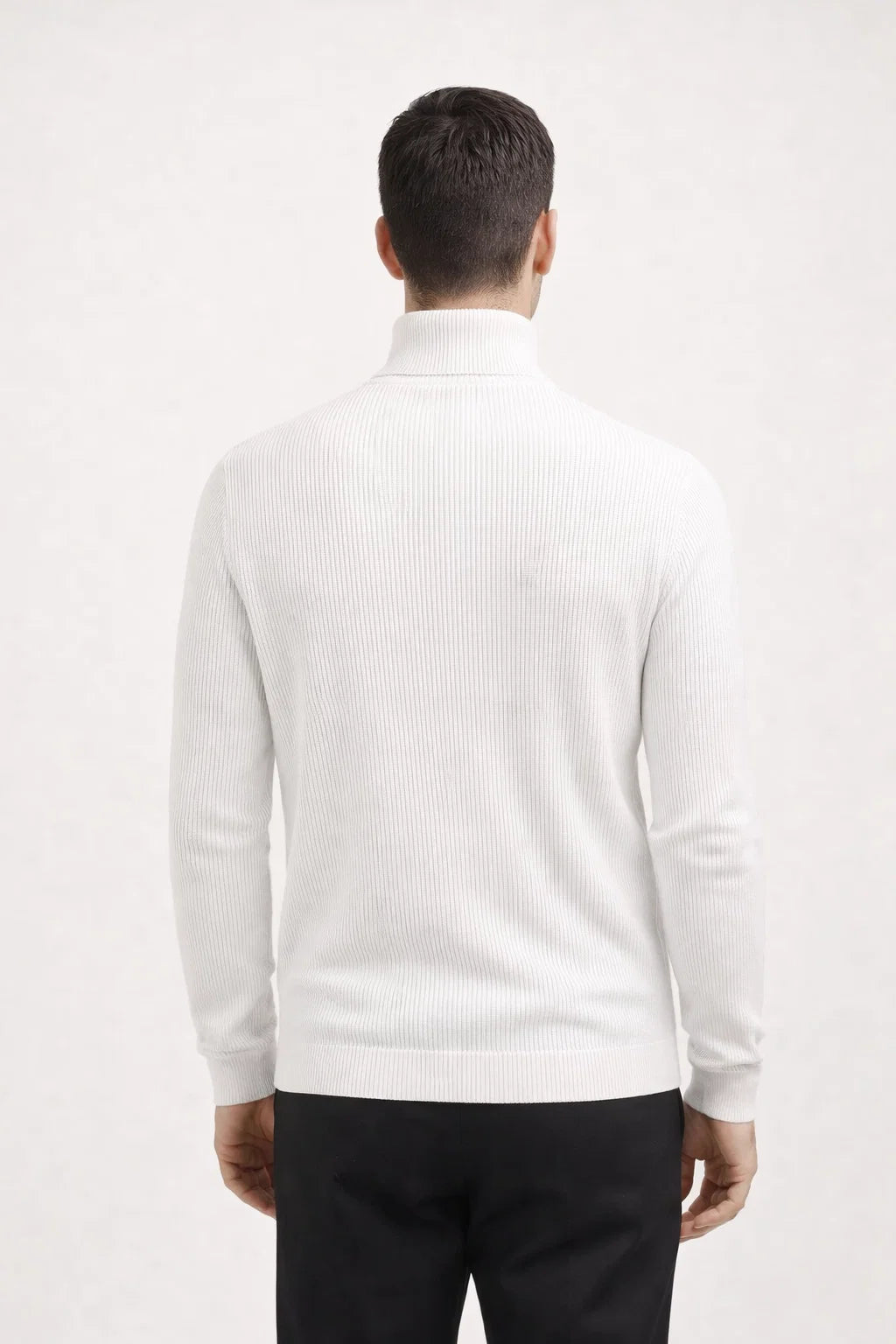 Gerippter Rollkragenpullover Weiß