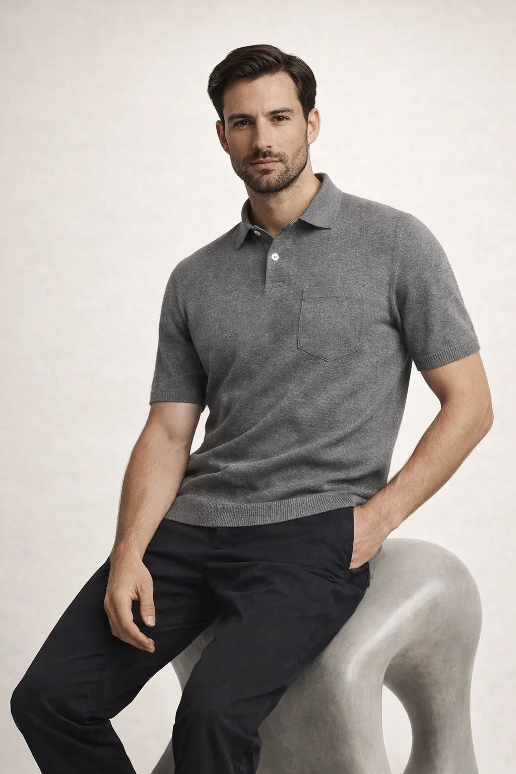 Riviera Frottee-Polo Grau