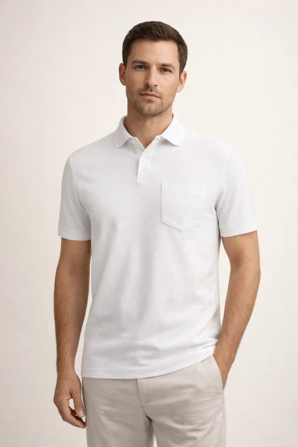 Riviera Frottee Polo Weiß