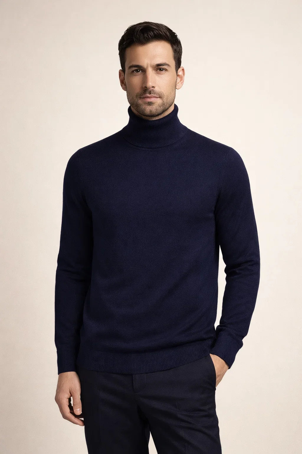 Zeitloser Rollkragenpullover Marineblau