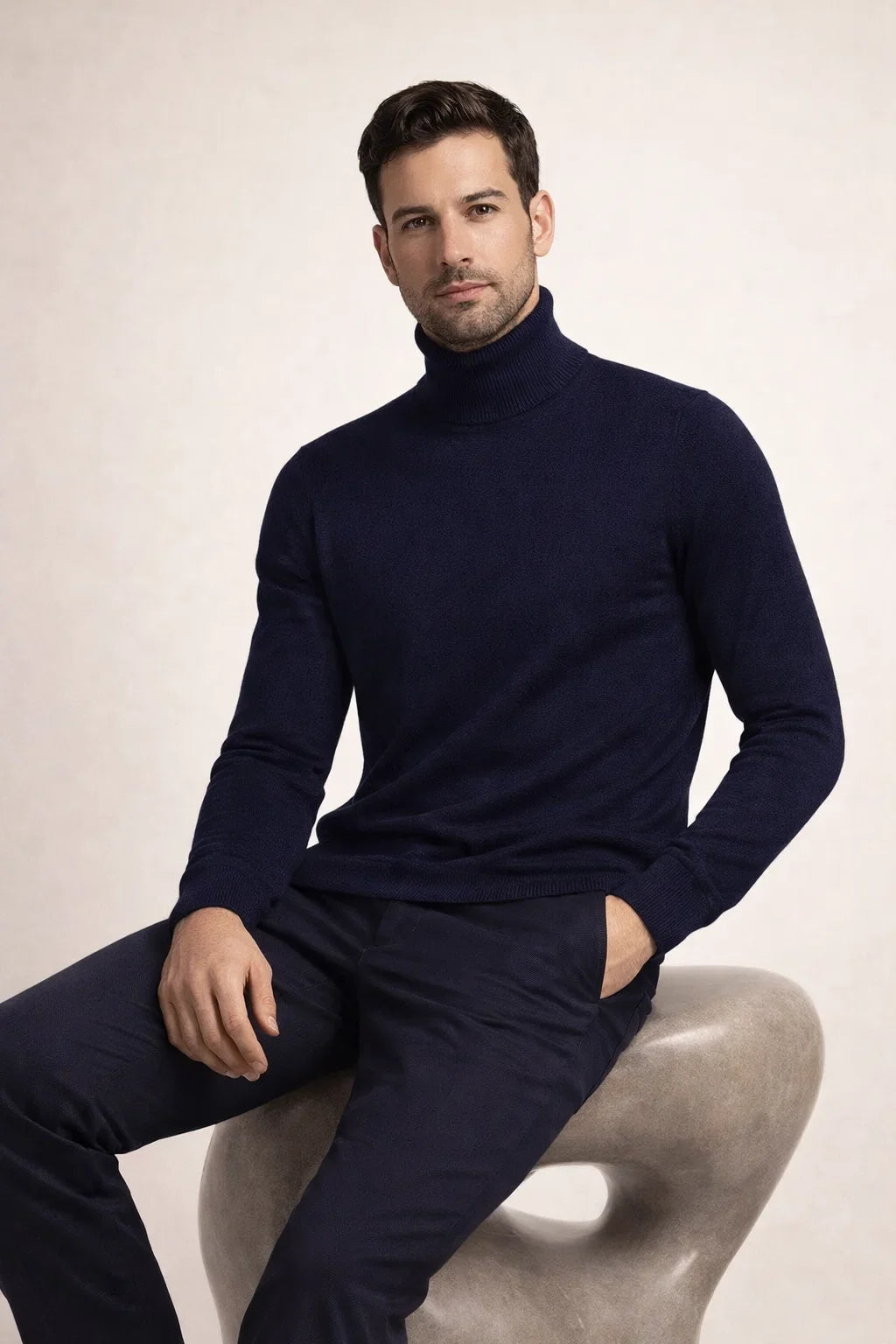 Zeitloser Rollkragenpullover Marineblau