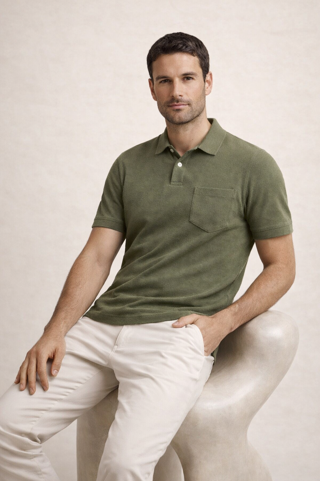 Riviera Frottee-Polo Olive