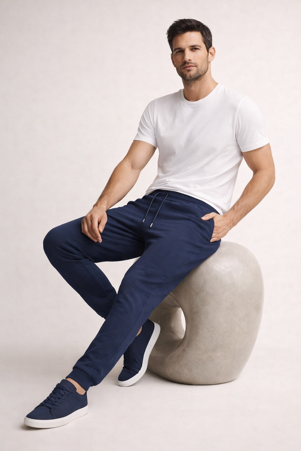 Contour Strick-Jogger Marineblau