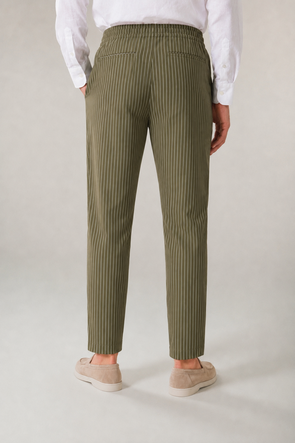 Amalfi Leinenhose mit Streifenmuster Olive