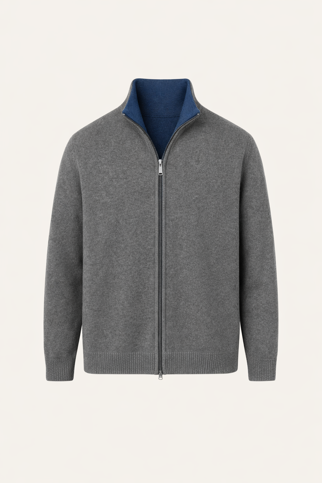 Wende-Strickjacke mit Reißverschluss Marine & Grau