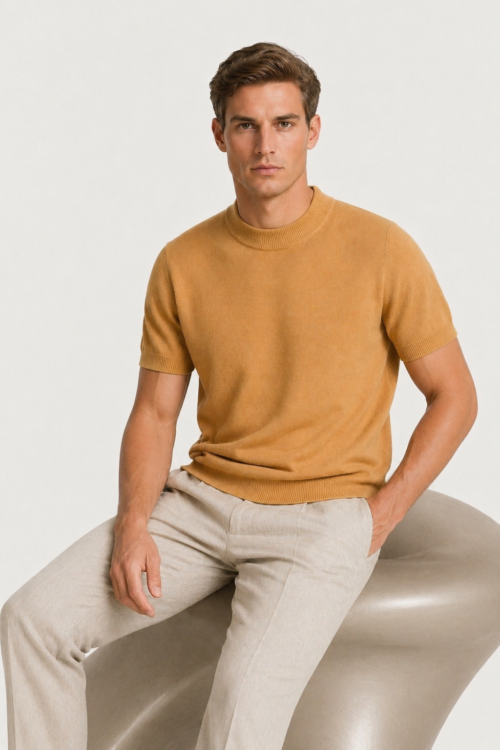 Azure Strick-T-Shirt Camel