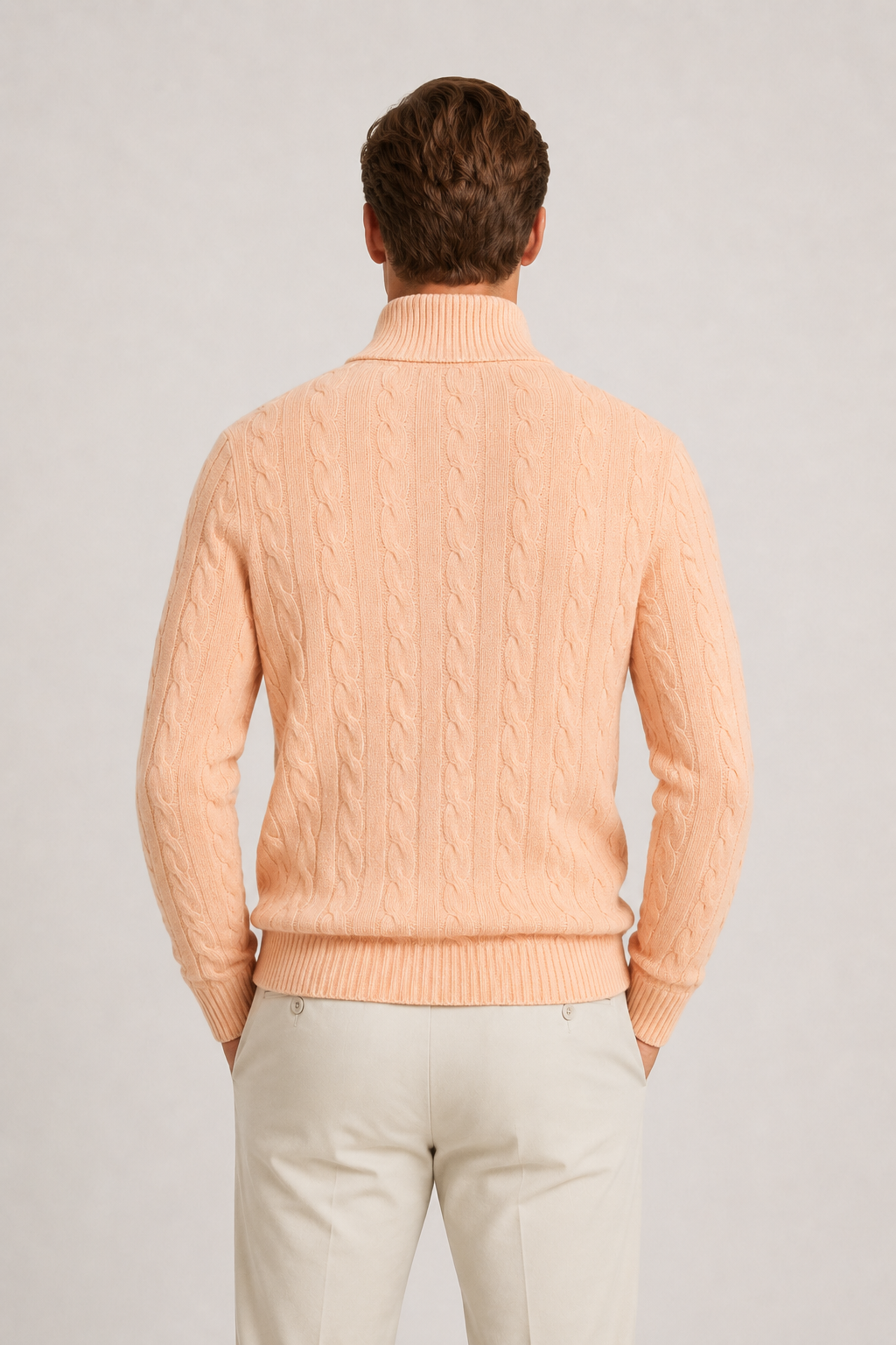 Classic Cable Quarter Zip Aprikot