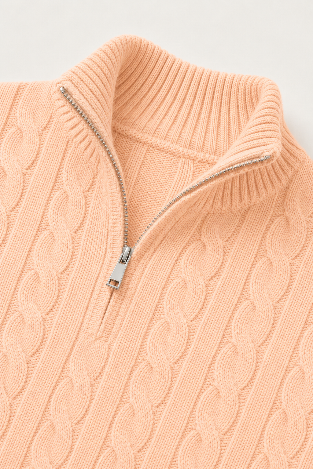 Classic Cable Quarter Zip Aprikot