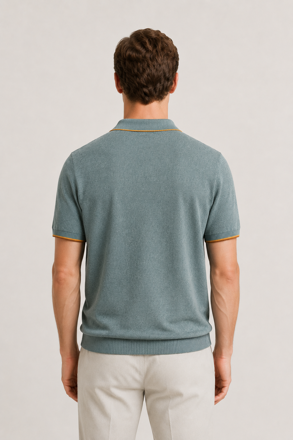 Fein gestricktes Polohemd mit Streifen, Hellgrün