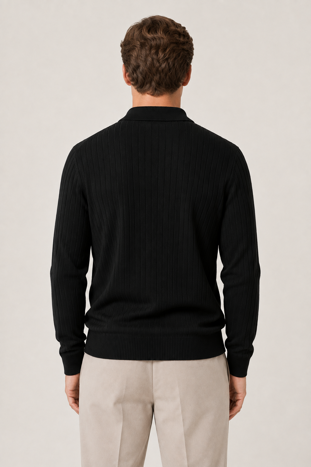 Ribbed Half-Zip Black