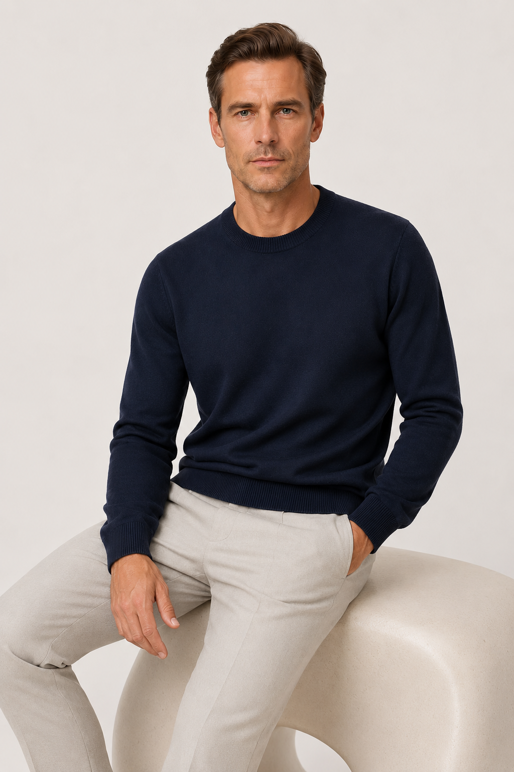 Feinstrick Pullover Marineblau