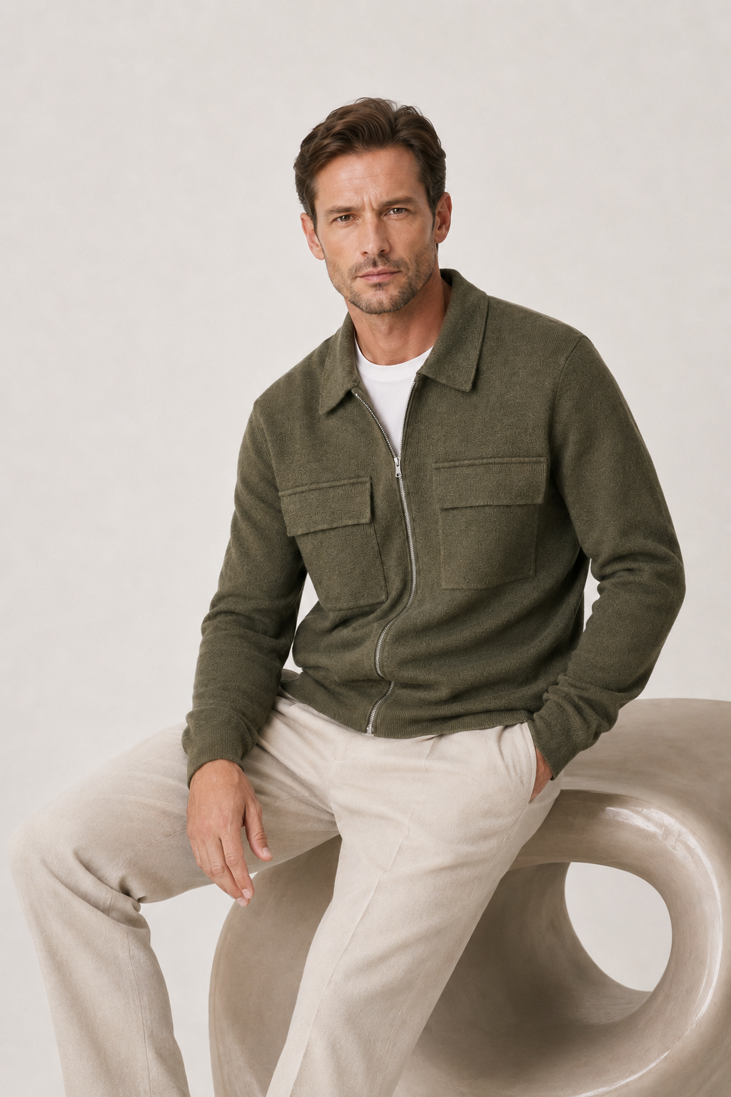 Venturi Merino Cardigan Army Green